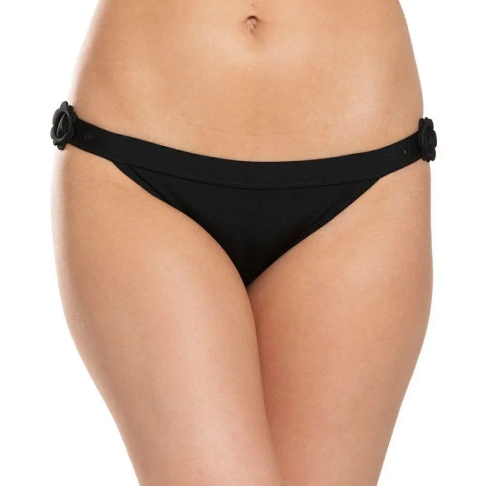 Kate Spade New York Women's Black Daisy Buckle Bikini Bottom Size XL